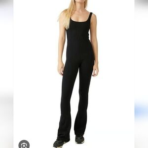 Wilo The Label Ribbed Black Flare Jumpsuit